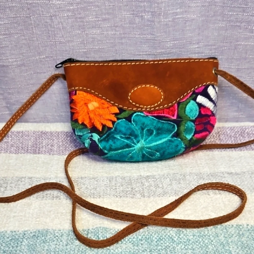 Embroidered Floral Crossbody Bag